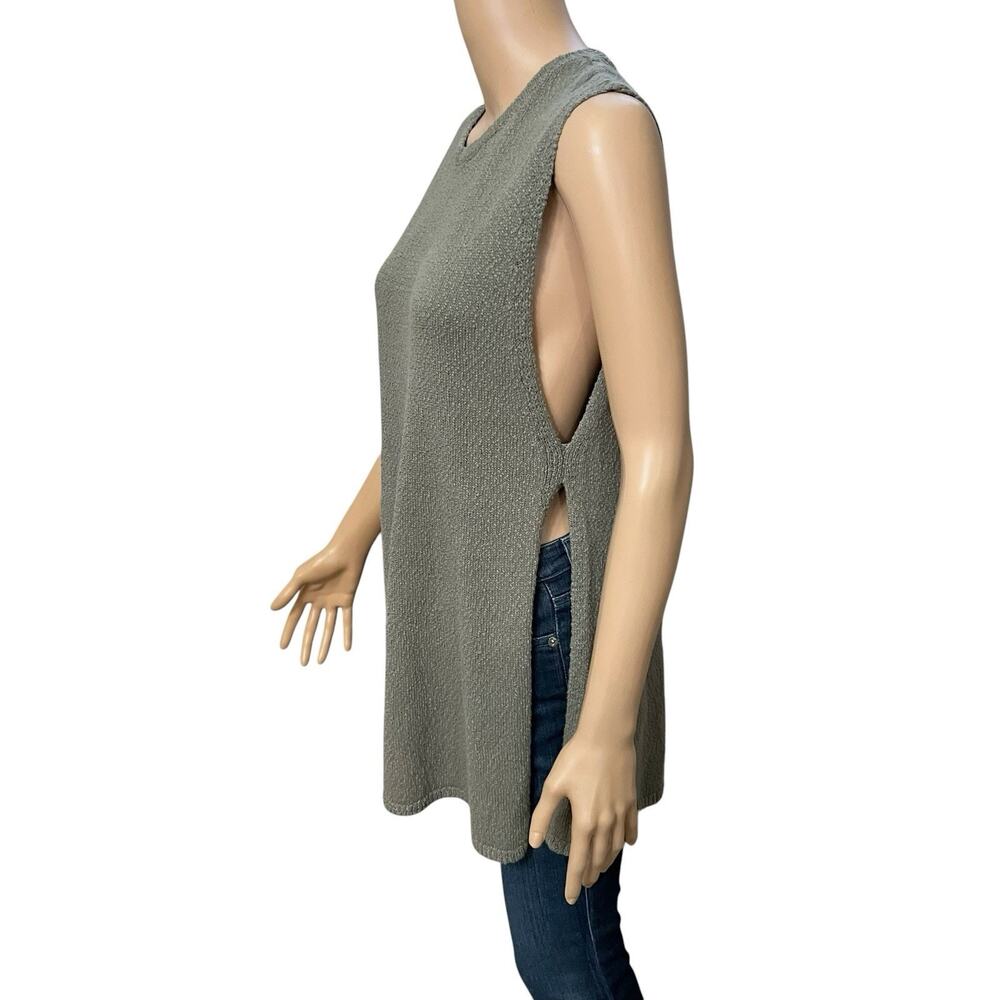 Free Beach Miranda Tunic Knit Tank Top Small Side Slit Gray Boho Vacation Casual